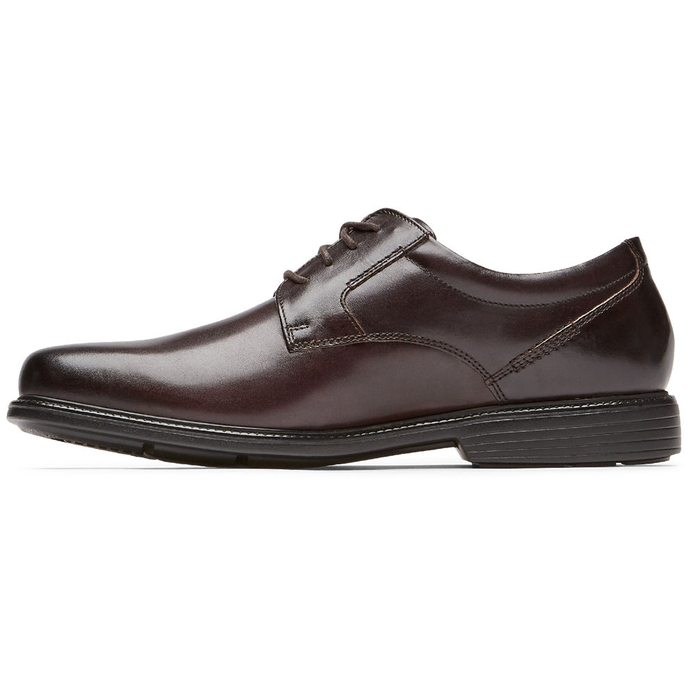 Rockport Singapore Mens Oxfords - Charles Road Plain Toe Dark Brown - NV9416532